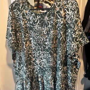 Floral Green and White Dress